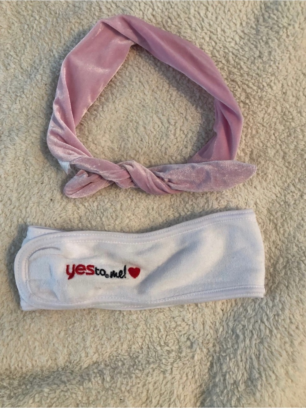 White Headband & Pink Velvet Knot Headband Set